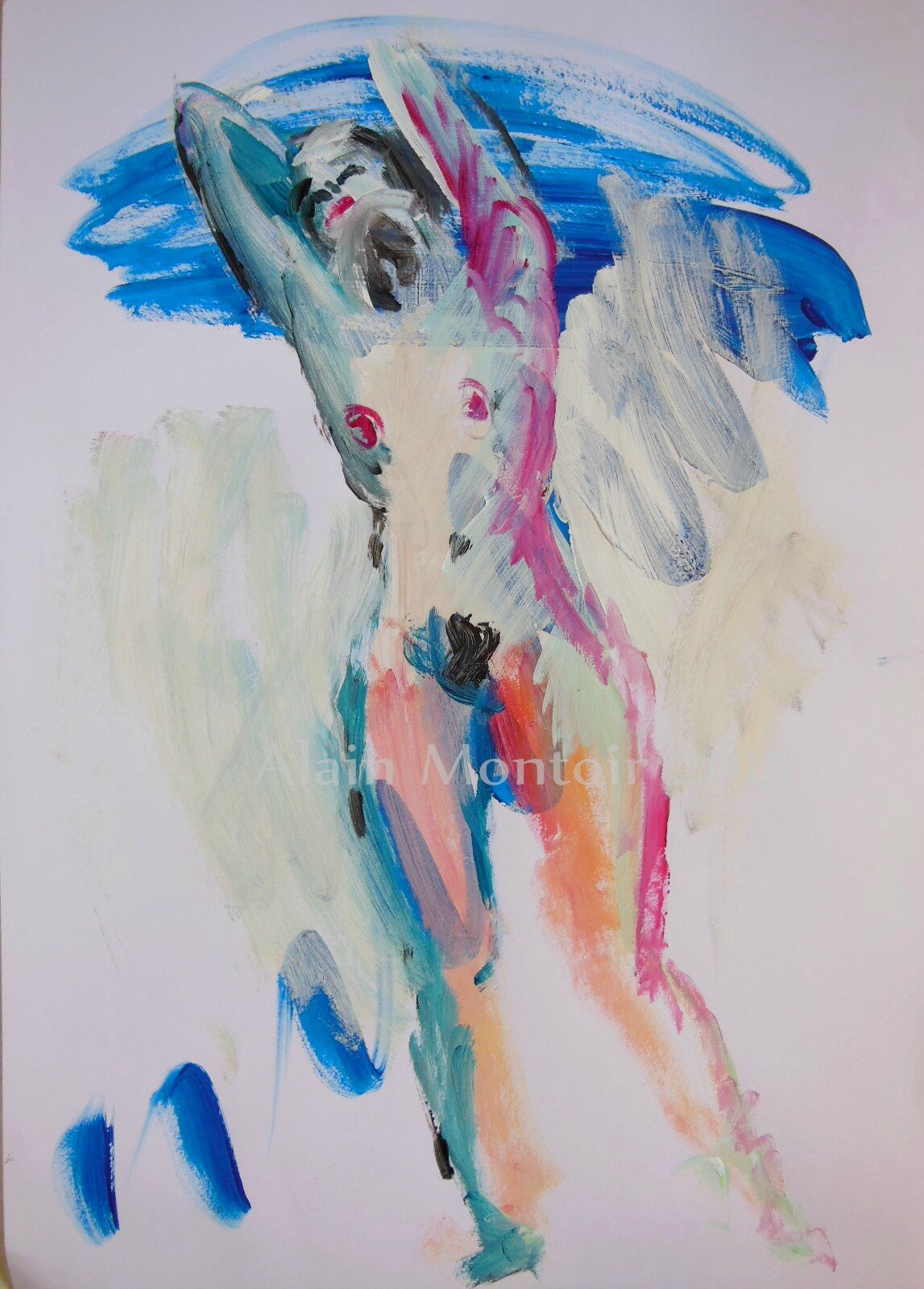1-Tableau dessin peinture contemporaine nu alain montoir Galerie Avignon (9)