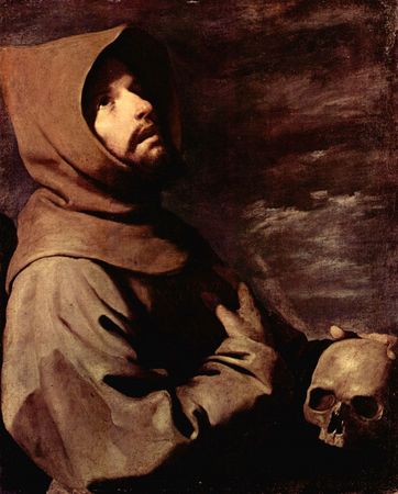 Francisco De Zurbaran - Saint François A Genoux Avec Une Tête De Mort
