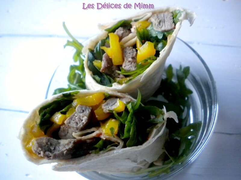 Wraps de bœuf, au poivron et à la roquette 4