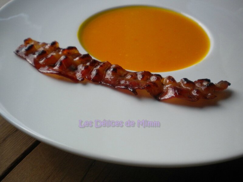 Soupe de potimarron simplissime et chips de bacon caramélisé 5