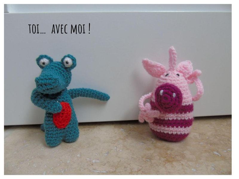 Crocodile au crochet et cochon au crochet