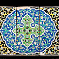 Trois panneaux de mosaïque, <b>Asie</b> <b>centrale</b>, XVe siècle - XVIe siècle