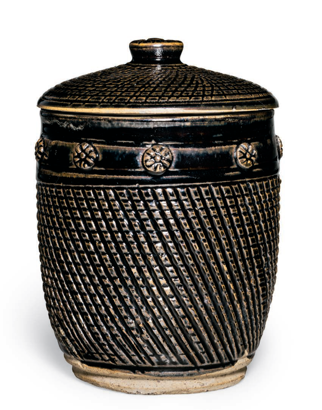 A rare and unusual blackish-brown-glazed jar and cover, Jin dynasty, late 12th-13th century