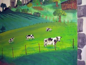 détail fresque vaches