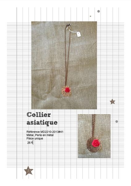 MD2210-2013#41 Collier Chinois rose rouge