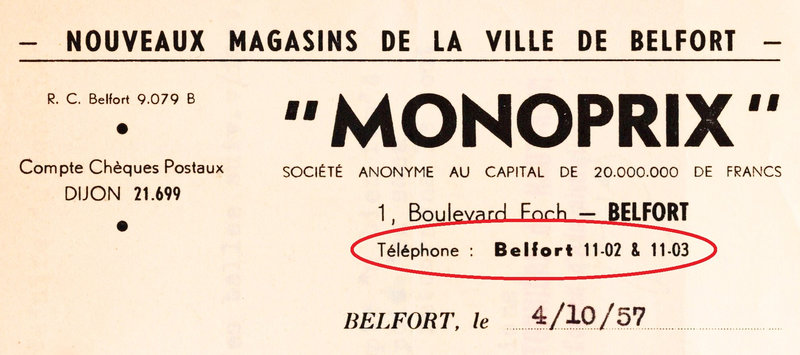 Bon de livraison Belfort 1957 Monoprix R