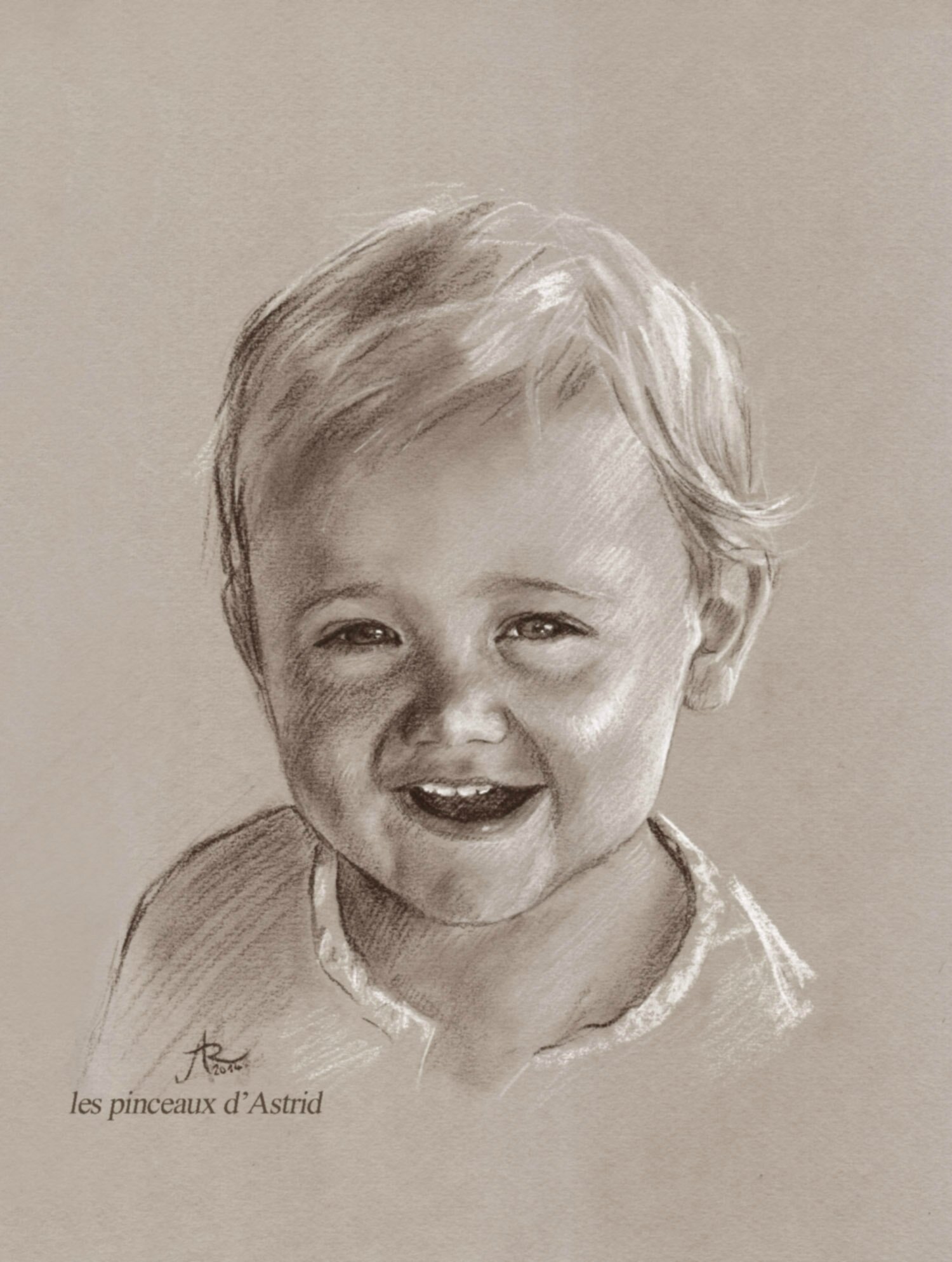 petit garçon portrait dessin fusain