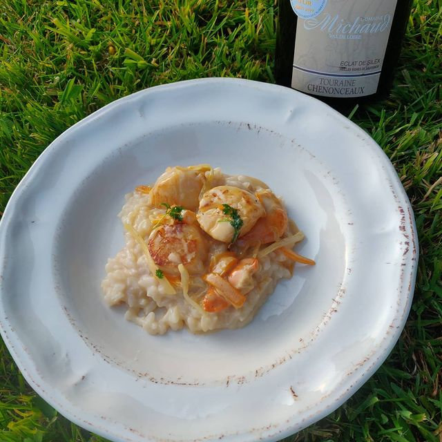 saint-jacques émincé de carottes et chou blanc risotto