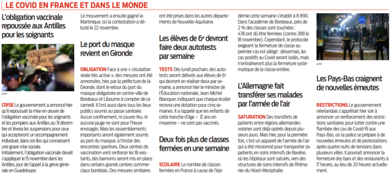 2021 11 27 SO Le Covid en France et dans le monde