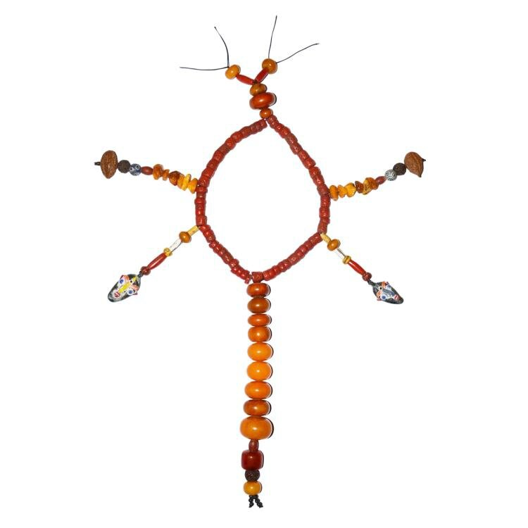 A Magnificent and Fine Amber Bead, Coral and Han Glass Court Necklace, Chao Zhu, Qing Dynasty