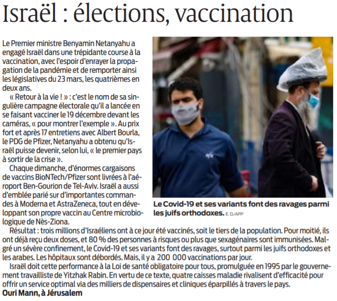 2021 01 31 SO Israël élections vaccination