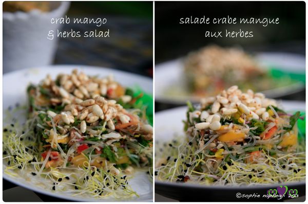 a salad crab mango