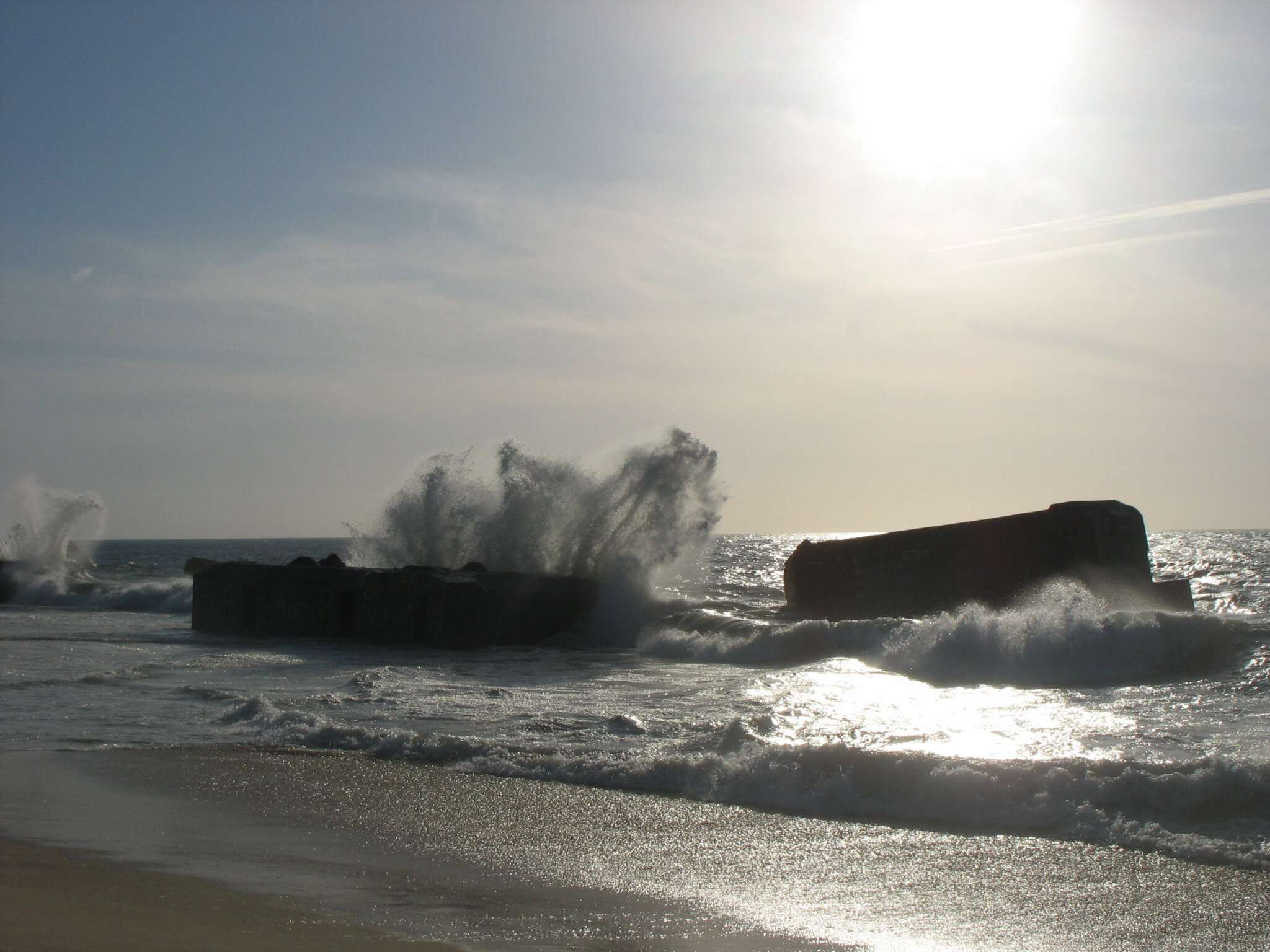 Capbreton, vagues et blokhaus
