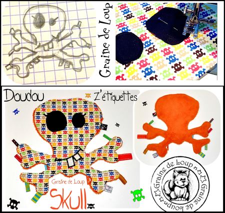 Doudou Z'étiquettes Skull Céline de AàZ