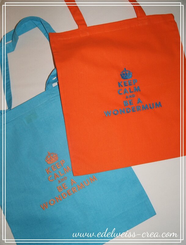 Tote bag bleu tote bag oragenge - Keep Calm and be a wondermum