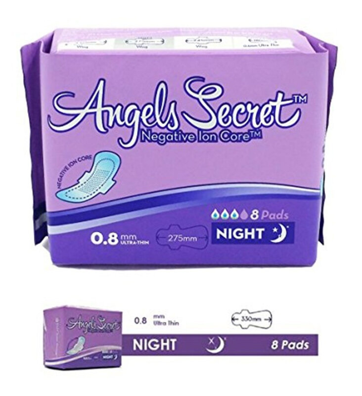 Angels Secret - Serviettes Hygiéniques avec ailettes - 8 serviettes de nuit