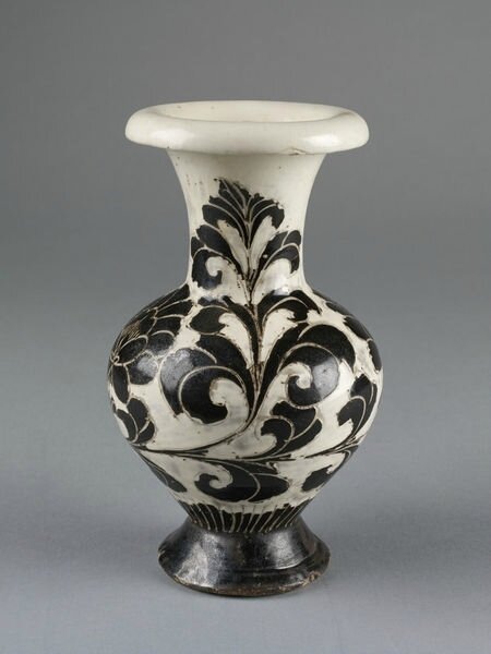 Cizhou-type vase, stoneware with sgraffito decoration of peony design, China, Song dynasty, 11th-12th century