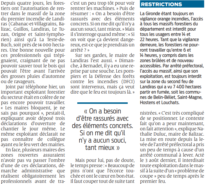 2022 08 30 SO Les communes préparent le retour des forestiers avec appréhension2