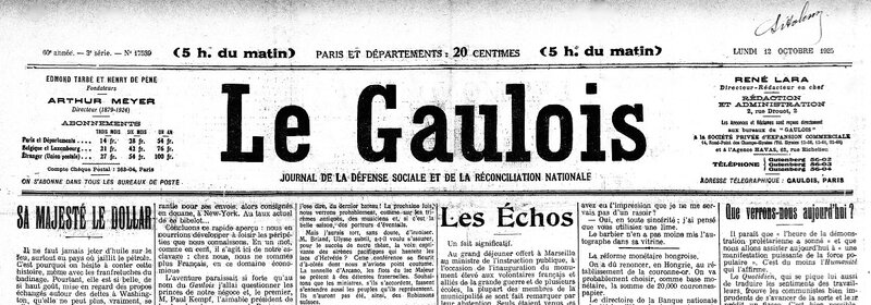 Le Gaulois 12 oct 1925