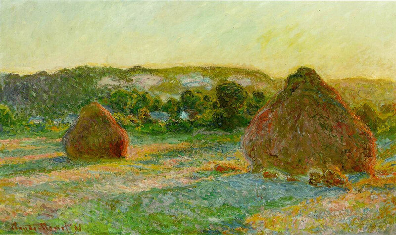 Monet , les meules, fin de l'été1890-91_Oil_on_canvas,_60_x_100_cm_(23_5-8_x_39_3-8_in),_The_Art_Institute_of_Chicago