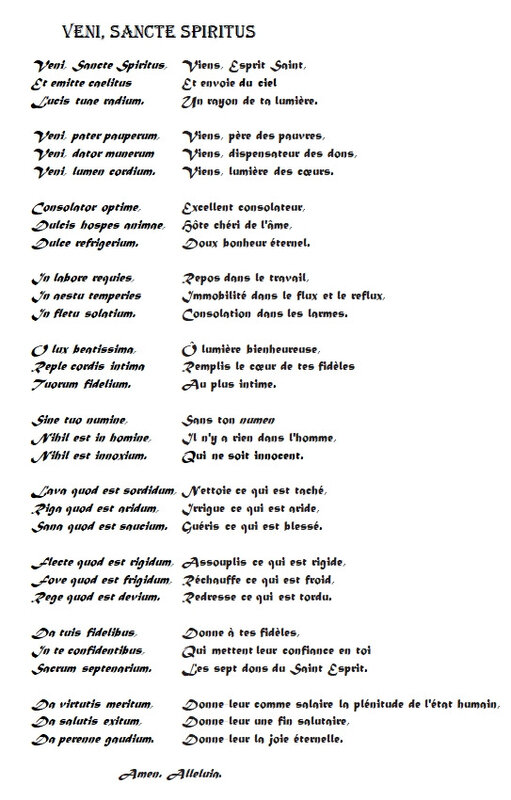 Venis Sancte Spirituas, traduction J. Marchal