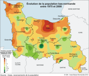 INSEE carte population démographie Basse-Normandie 1975 2008