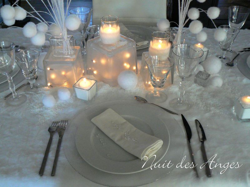 Nuit des anges décoratrice de mariage décoration de table hiver blanc 017