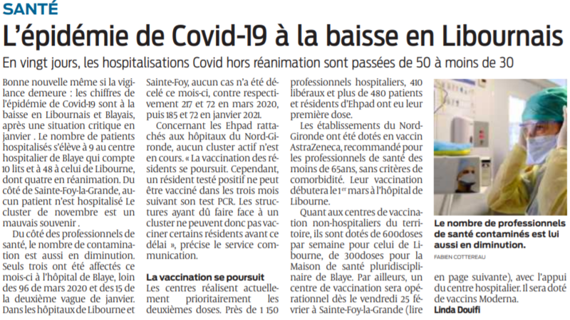 2021 02 25 SO L'épidémie de Covid-19 à la baisse en Libournais