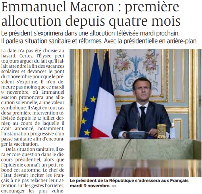 2021 11 06 SO Emmanuel Macron première allocution depuis quatre ans