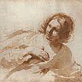 Giovanni Francesco <b>Barbieri</b>, Called il Guercino (1591-1666). Study of a Woman with a Hand held to her Breast