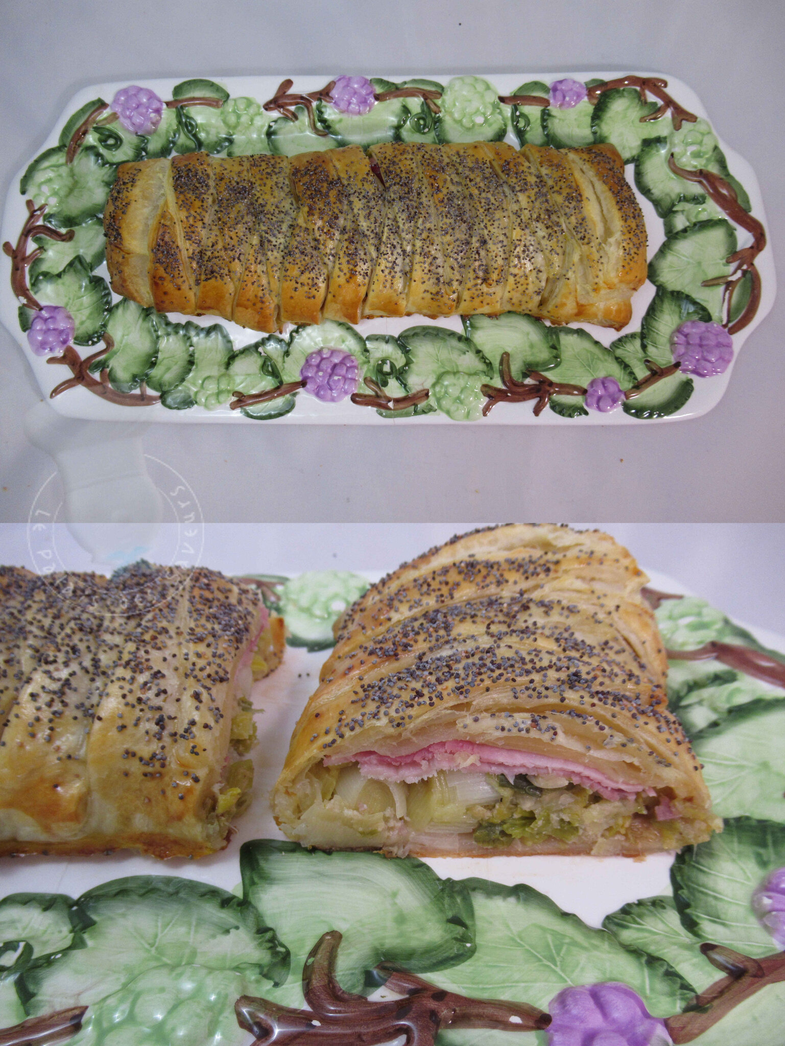 Tresse feuilletée jambon poireaux