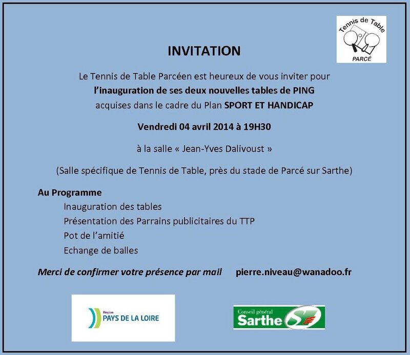 INVITATION Inauguration Tables TTParcéen