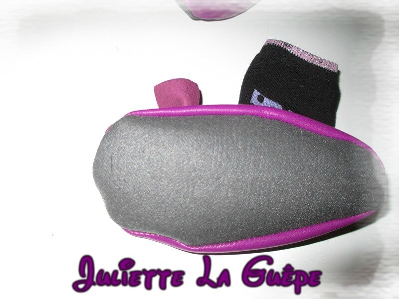 Chaussons chaussettes cuir violet 24 2