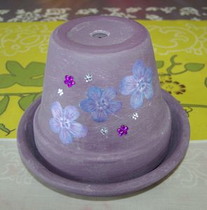 cendrier violet fleurs