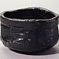 A Teabowl <b>Mino</b> <b>ware</b>, Black Oribe type; glazed stoneware, Momoyama period, early 17th century