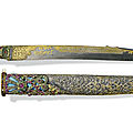 An Ottoman dagger with <b>banded</b>-<b>agate</b> hilt and jewelled silver scabbard, Turkey, 19th century