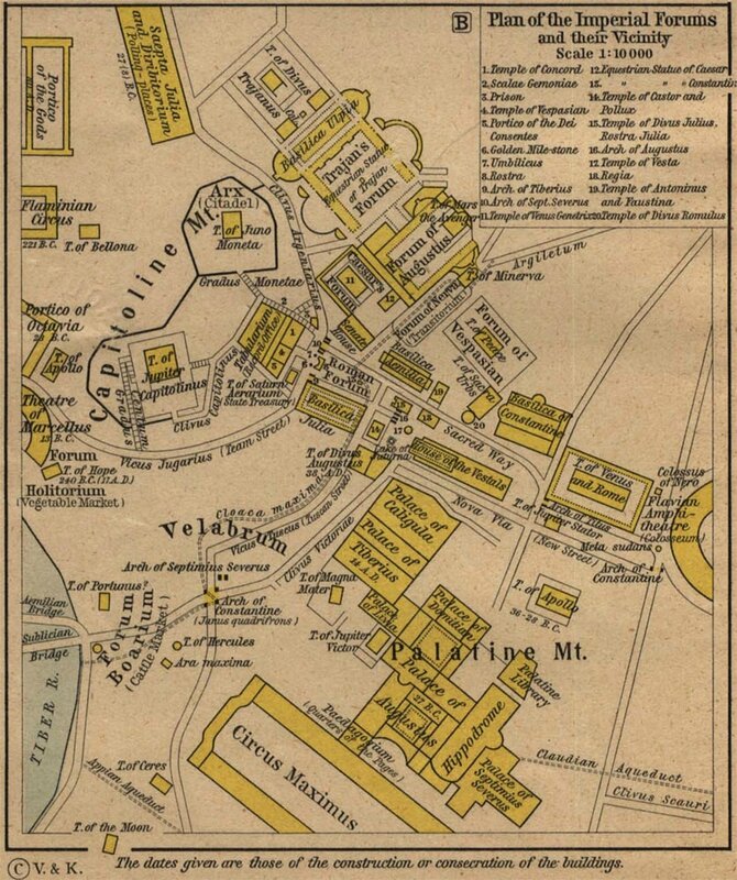 plan de Rome légende en anglais