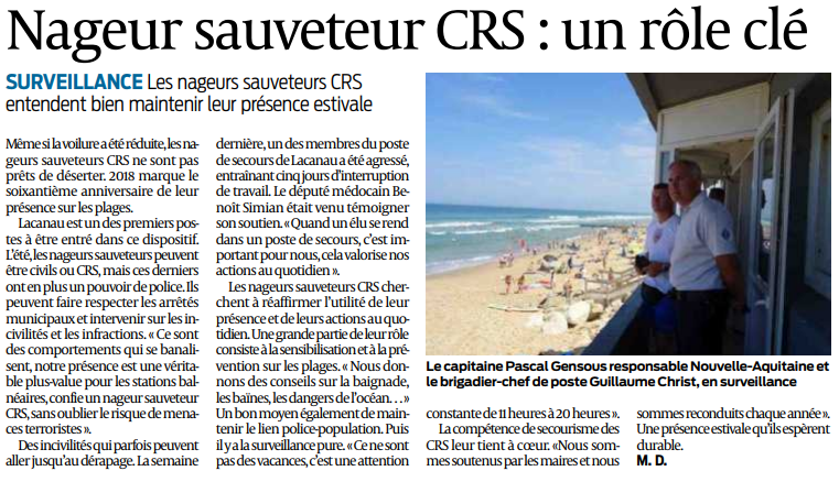 2018 07 21 SO Nageur sauveteur CRS un rôle clé