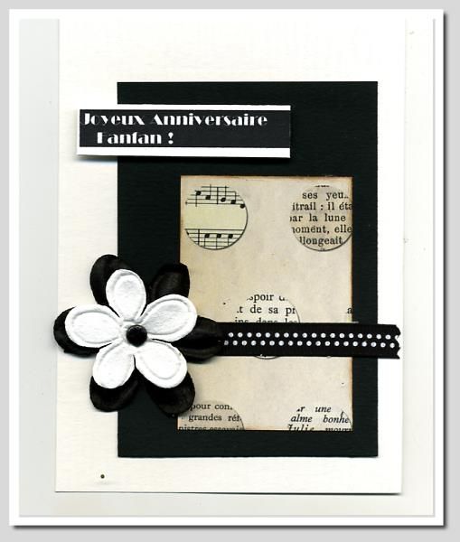 Carte d anniversaire en noir et blanc Du Scrap