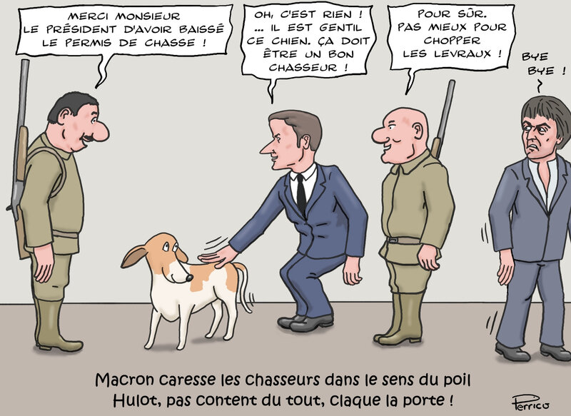 Macron - Hulot et les chasseurs 28 août 2018