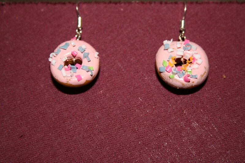 Boucles d'oreilles - donuts rose