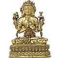 A rare gilt-copper alloy figure of Manjusri, Tibet, 15th century