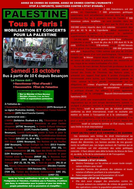 Appel à rassemblement Paris 18 10 14