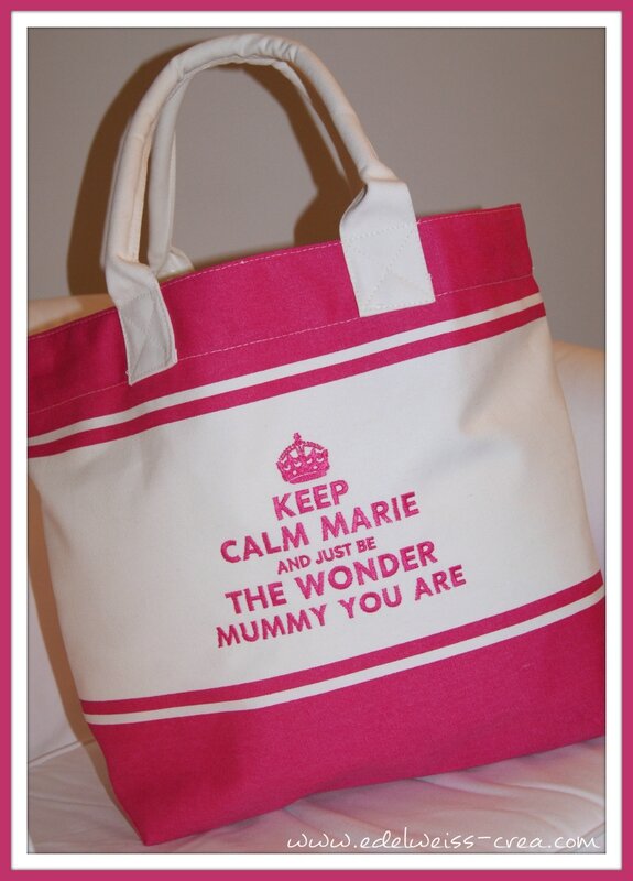 Sac style fouta brodé - Keep calm Marie and just be the wonder mummy you are