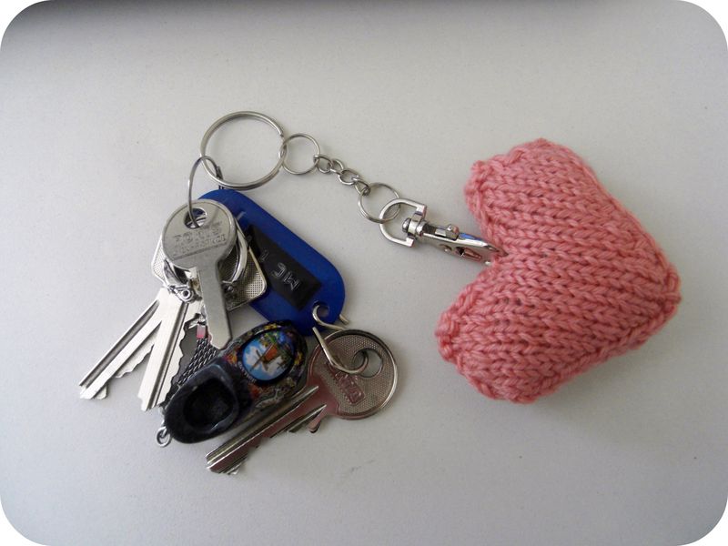 Porte-clés Coeur en tricotin