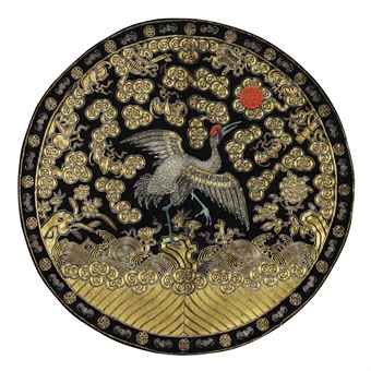 an_embroidered_satin_circular_womans_rank_badge_of_a_crane_19th_centur_d5477068h