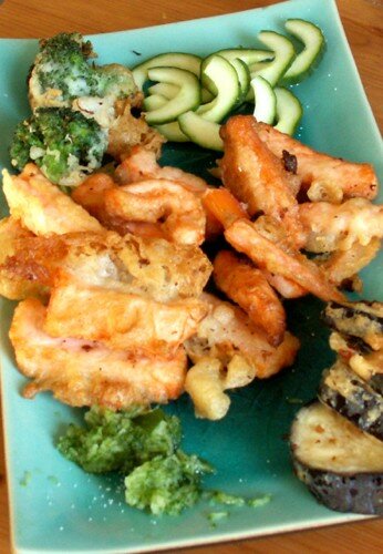 Tempura aubergine, brocoli et… saumon ! recettes TRAMA , vous avez dit TRAMA ? comme MICHEL TRAMA le CHEF aux 2 ** et demi ?