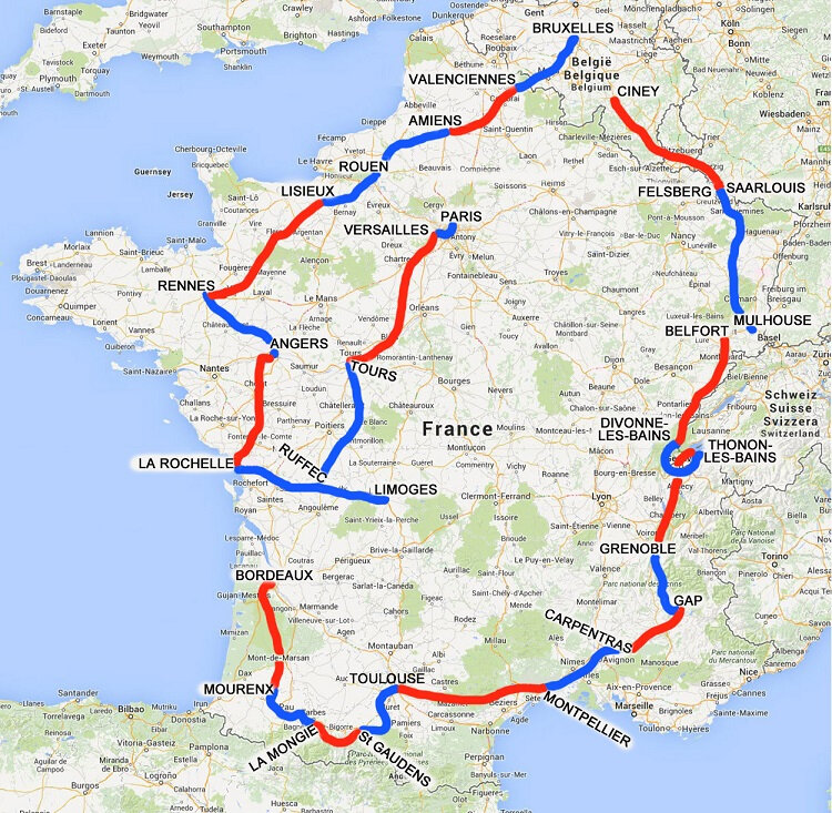 Carte Tour de France 1970