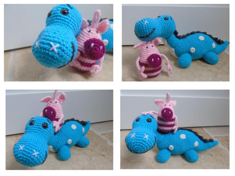 Dinosaure au crochet et cochon au crochet