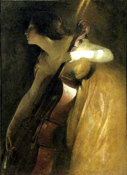 John White Alexander (1856-1915), A Ray of Sunlight (also known as The Cellist) 1898